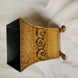 Decorative Vintage Metal Footed Planter Vase  Crackle Painted  Design Foreside